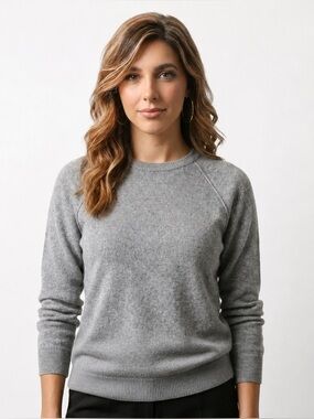 100% Italian Merino Wool Gray Sweater/Neutral/Quiet Luxury/Office/Classic/Chic